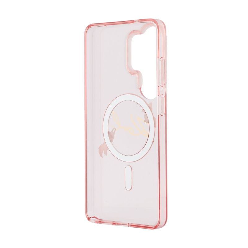 Karl Lagerfeld IML Choupette Karl Script Logo mágneses hátlap a Samsung Galaxy S26 Ultra Pink számára