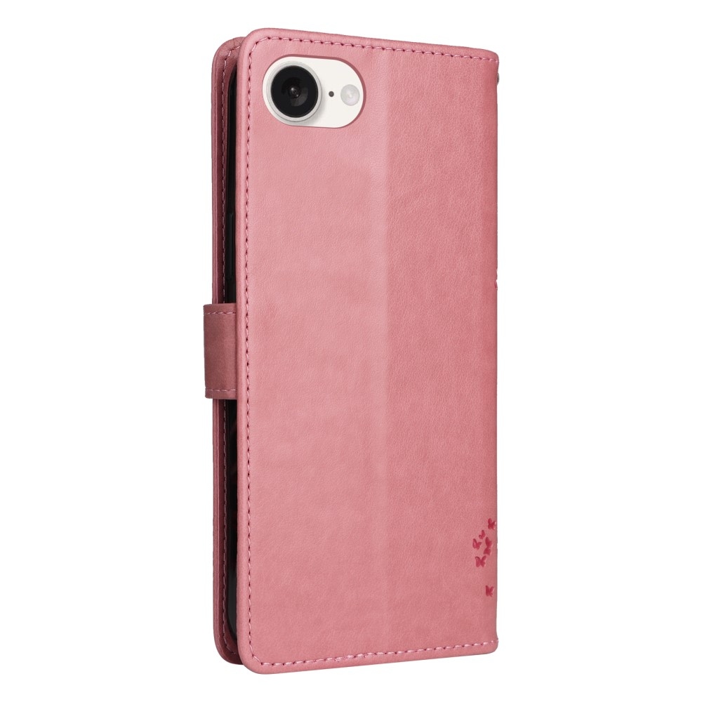 Fák könyvtáska iPhone 16e készülékhez - rózsaszín