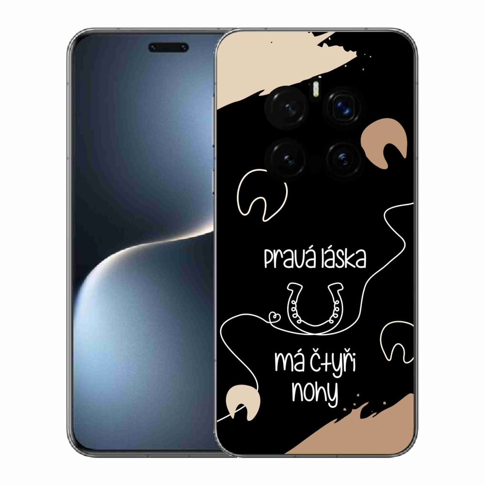 Gél borító mmCase a Honor Magic 7 Pro 5G számára - Ló motívum fekete háttér