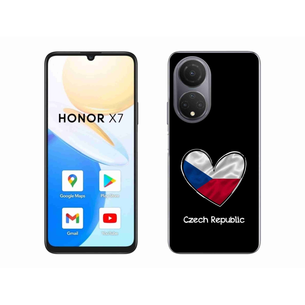 Gél borító mmCase a Honor X7-hez - szív zászló fekete háttérrel
