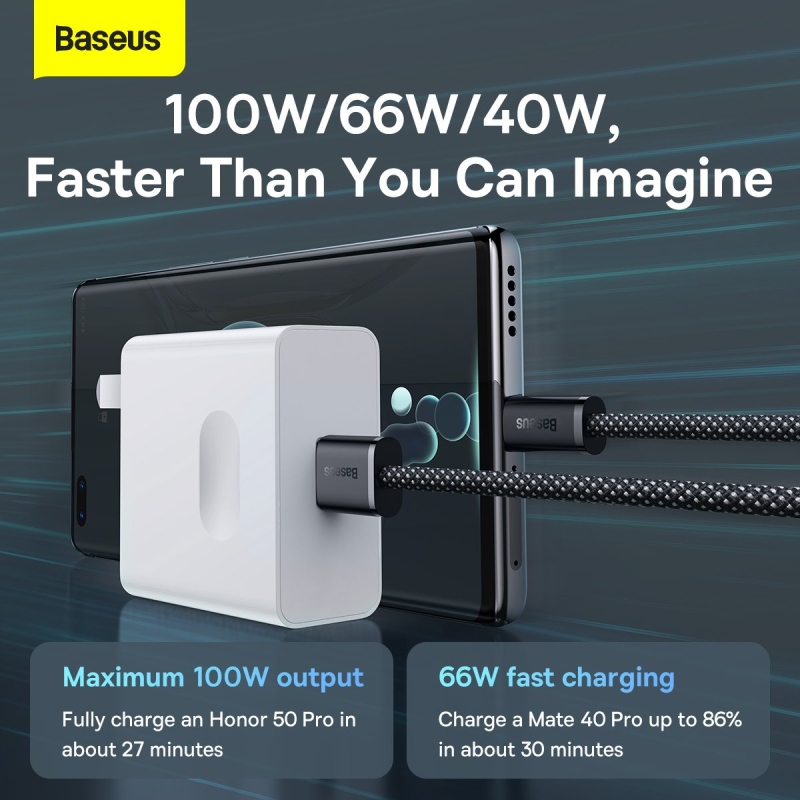 Baseus Dynamic sorozatú gyorstöltő adatkábel USB-A - USB-C 100W 2m Slate szürke