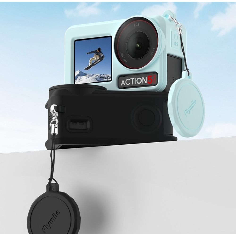 FLYMILE szilikon védőtok lencsevédővel DJI Osmo Action 5 Pro-hoz - kék