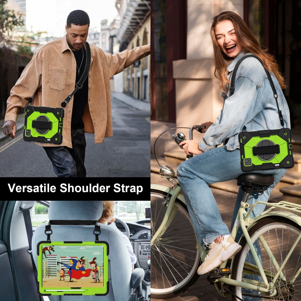 Strapabíró huzat kéztartóval és vállpánttal Xiaomi Pad 7/7 Pro-hoz - fekete/zöld