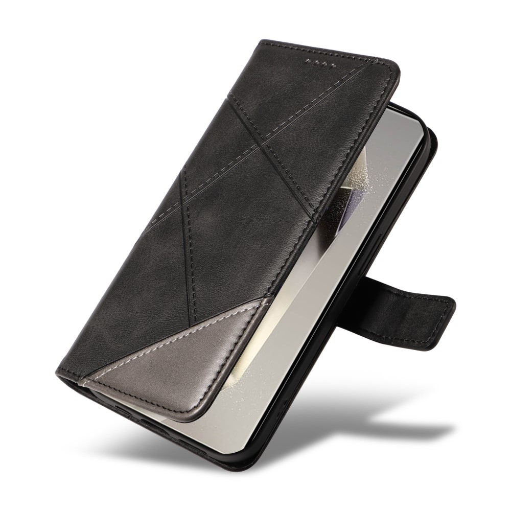 Vonalak könyv tok Samsung Galaxy S25 Ultra - fekete