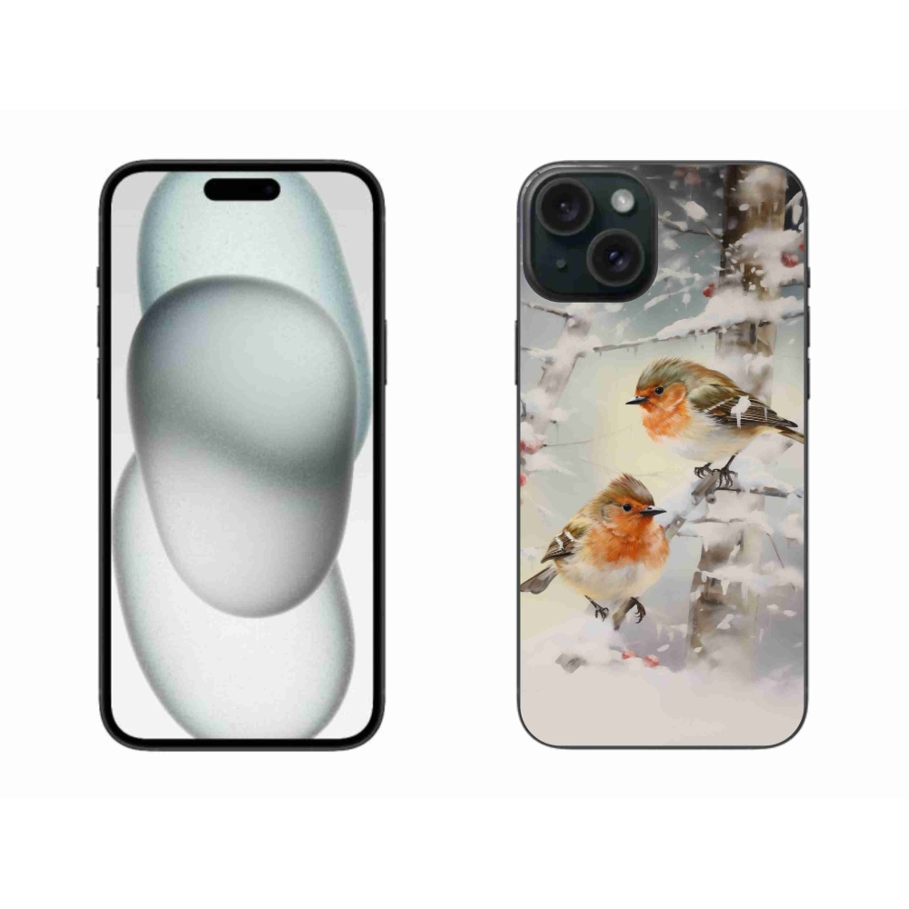 Gél borítás mmCase iPhone 15 Plus készülékhez - madarak télen