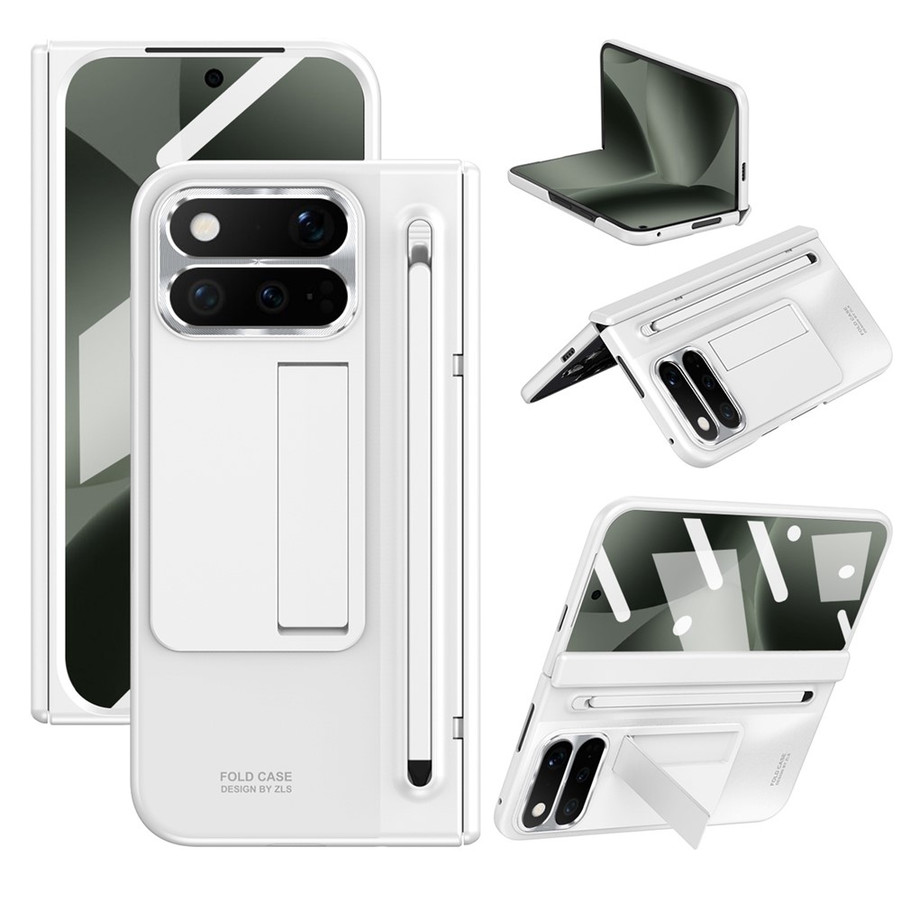 Hinge műanyag tok érintőceruzával és kijelzővédővel a Google Pixel 11 Pro Fold készülékhez – fehér