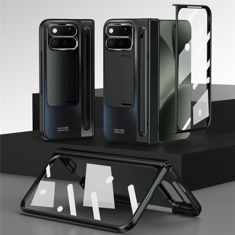 Hinge műanyag tok érintőceruzával és kijelzővédővel a Google Pixel 11 Pro Foldhoz – fekete