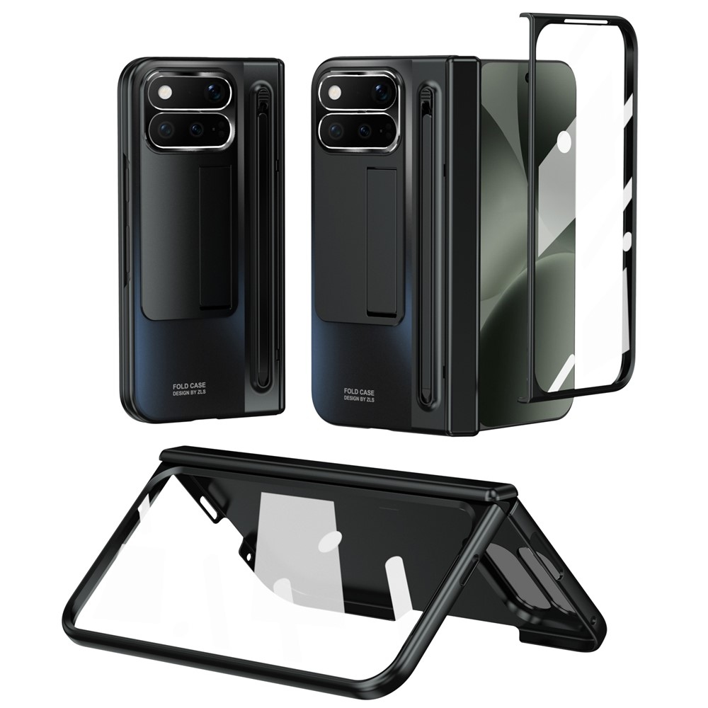 Hinge műanyag tok érintőceruzával és kijelzővédővel a Google Pixel 11 Pro Foldhoz – fekete