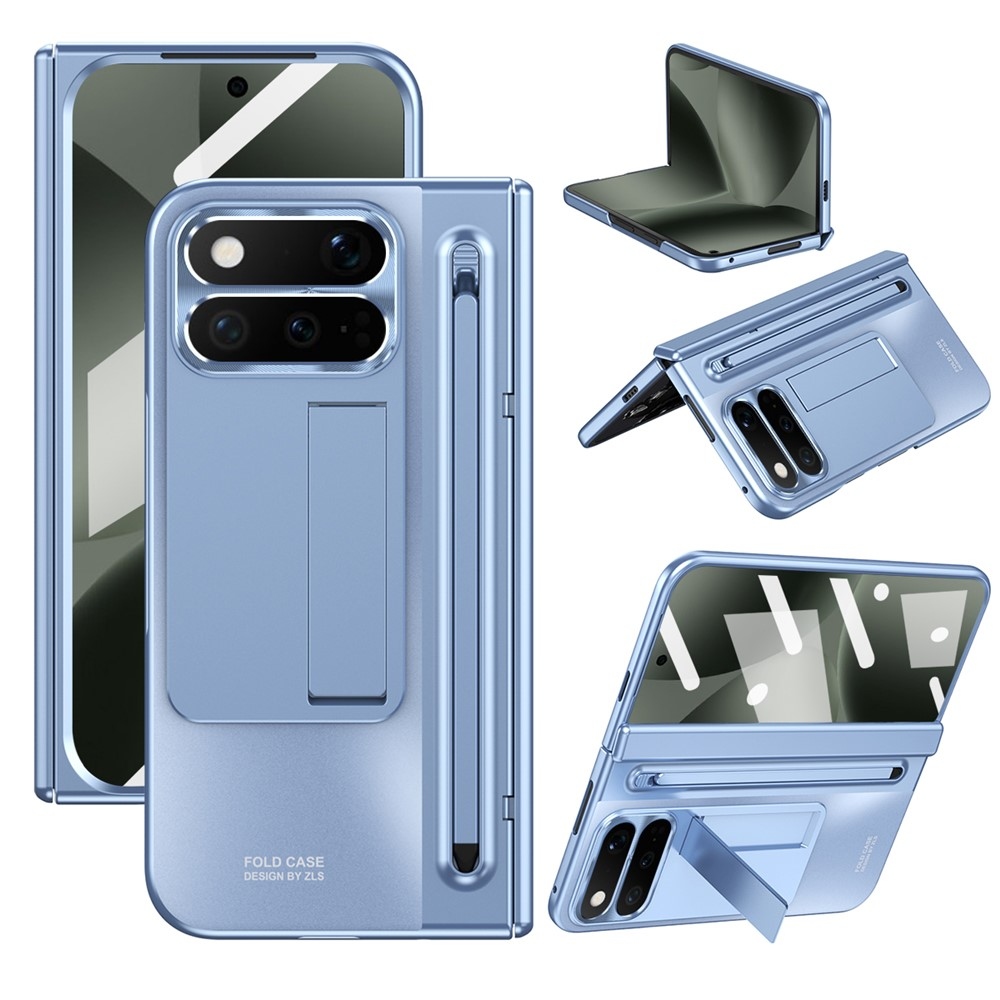 Hinge műanyag tok érintőceruzával és kijelzővédővel a Google Pixel 11 Pro Foldhoz – kék