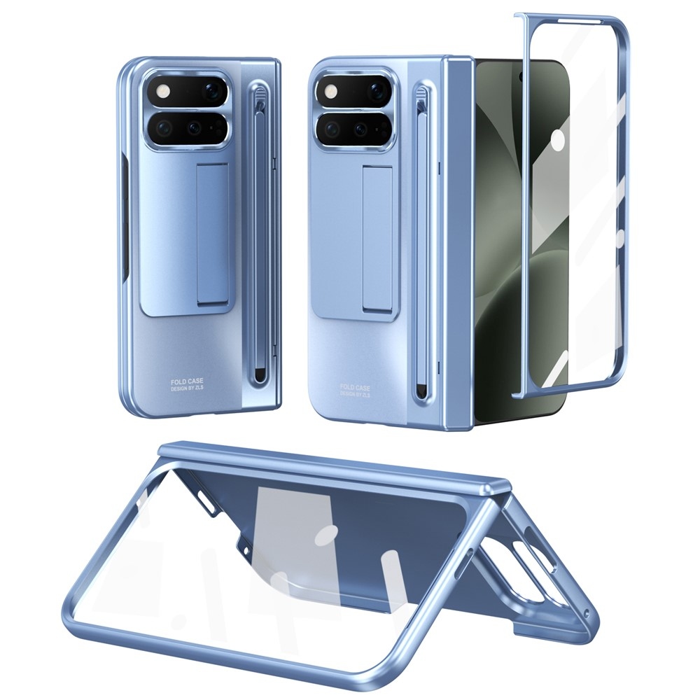 Hinge műanyag tok érintőceruzával és kijelzővédővel a Google Pixel 11 Pro Foldhoz – kék