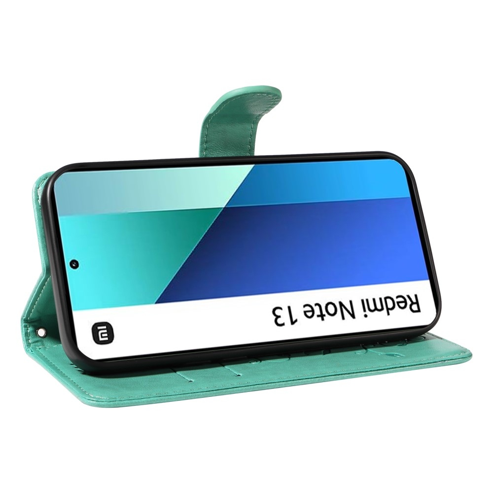 Virágos könyv tok Xiaomi Redmi Note 13-hoz - teal színű