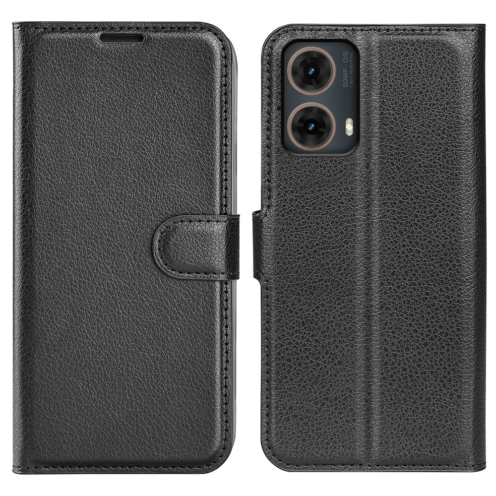 Litchi könyv tok Motorola Moto G85 5G - fekete