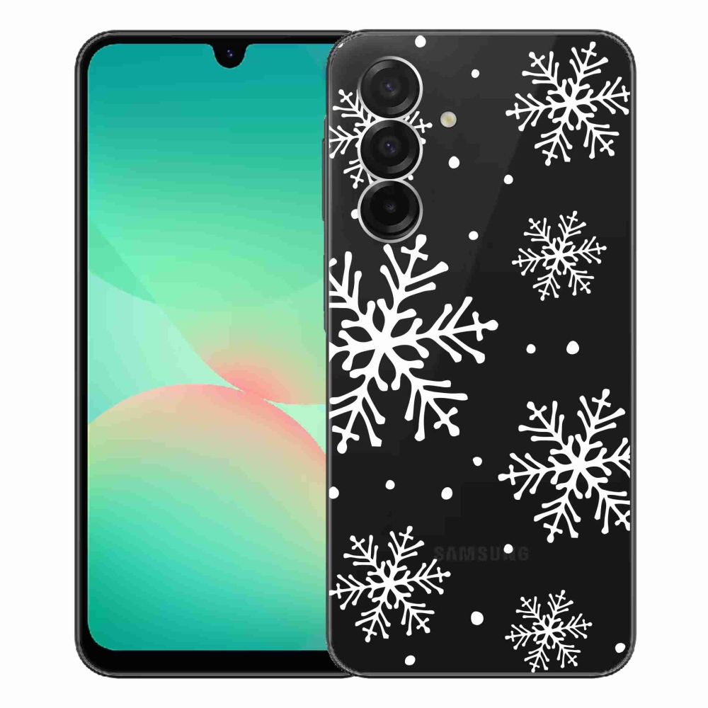 Zselés borítás mmCase Samsung Galaxy A26 5G készülékhez - fehér pelyhek átlátszó háttéren