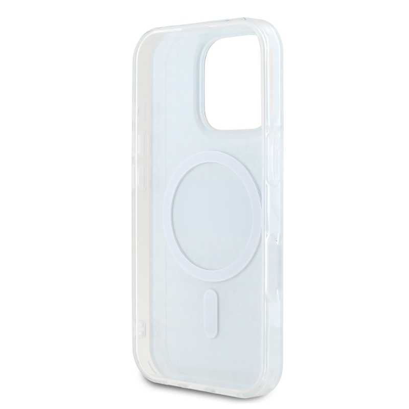 DKNY PC/TPU ismétlődő mintás tonális csíkos Magsafe hátlap iPhone 16 Pro Max-hoz Fekete