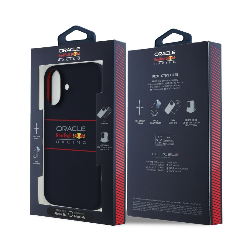 Red Bull szilikon vízszintes logós MagSafe hátlap iPhone 16-hoz Navy