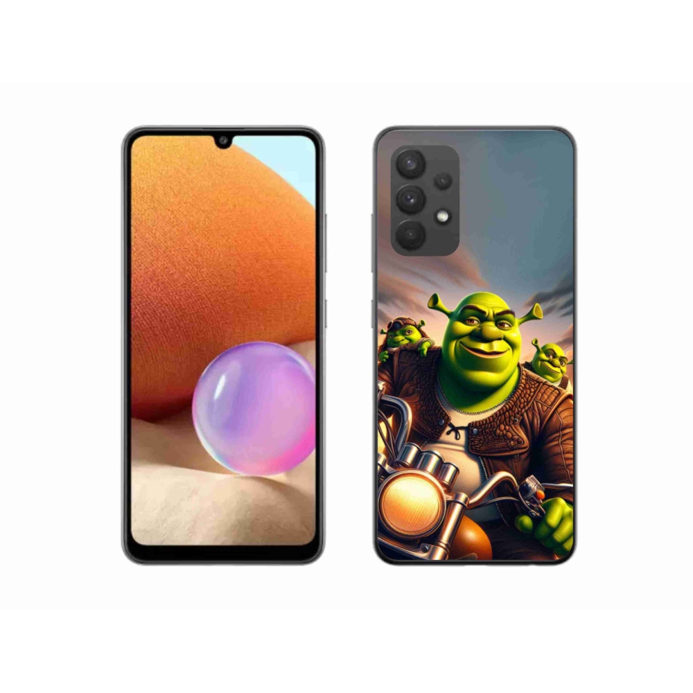 Zselés borítás mmCase Samsung Galaxy A32 4G - Shrek egy motorkerékpárral