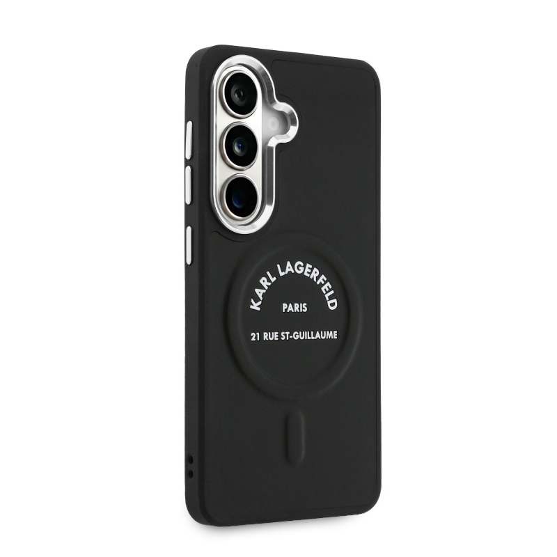 Karl Lagerfeld PU RSG logós mágneses hátlap Samsung Galaxy S26-hoz Fekete