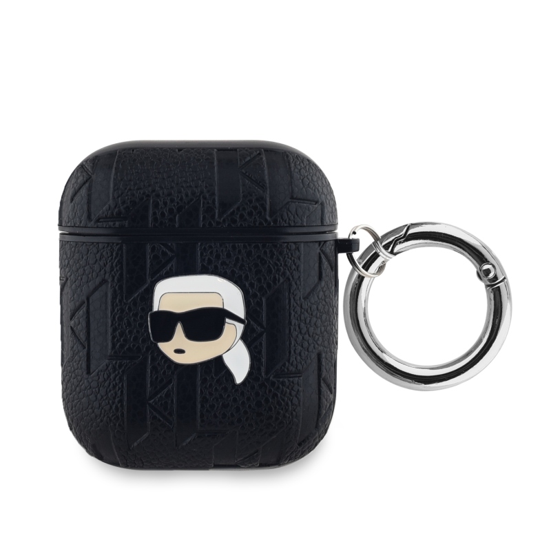 Karl Lagerfeld PU dombornyomott Karl Head tok az AirPods 1/2-hez Fekete