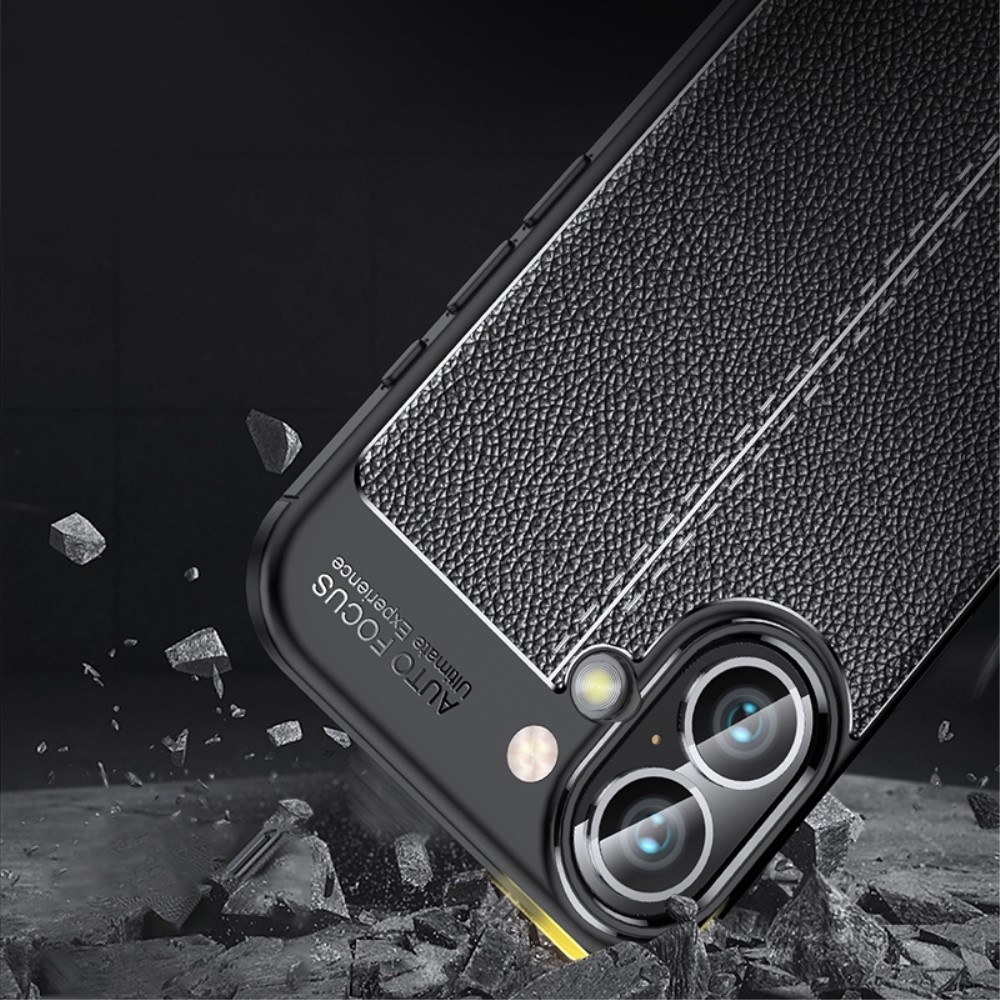 Litchi tartós zselés tok iPhone 16 Plus készülékhez - fekete