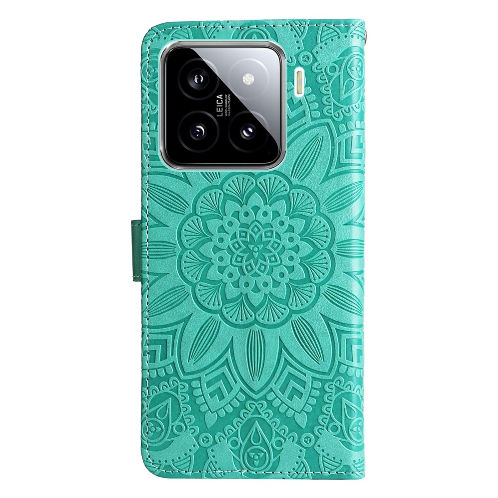 Napraforgó könyv tok a Xiaomi 15-öshöz - teáskék