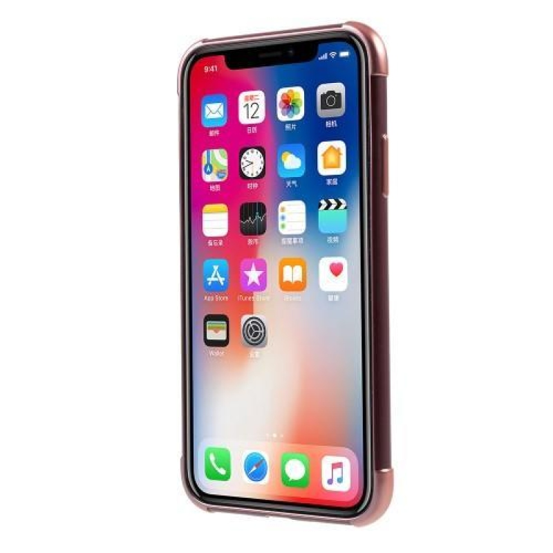 Sima zselés tok kontrasztos szegéllyel iPhone X készülékhez - rózsaarany színben
