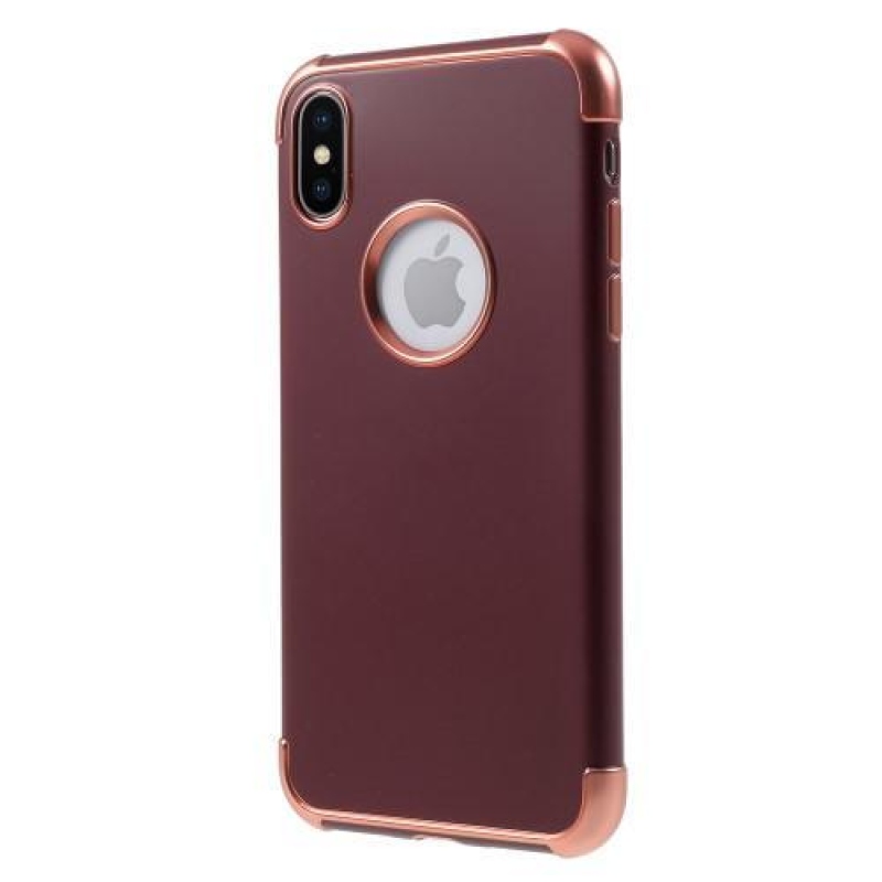 Sima zselés tok kontrasztos szegéllyel iPhone X készülékhez - rózsaarany színben