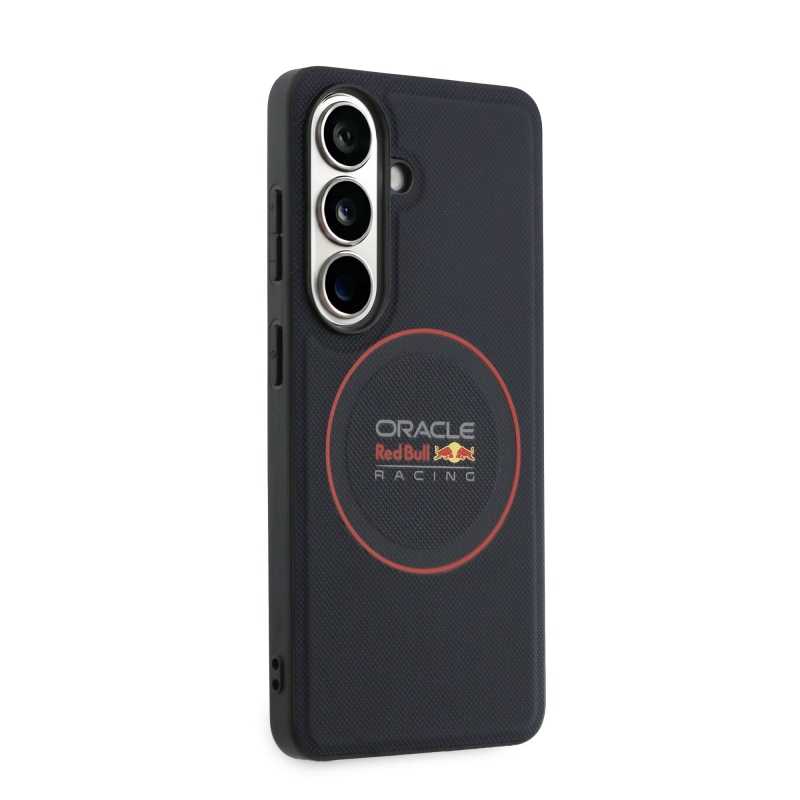 Red Bull PU bőr hálós piros gyűrűs mágneses hátlap a Samsung Galaxy S26+ Navy számára