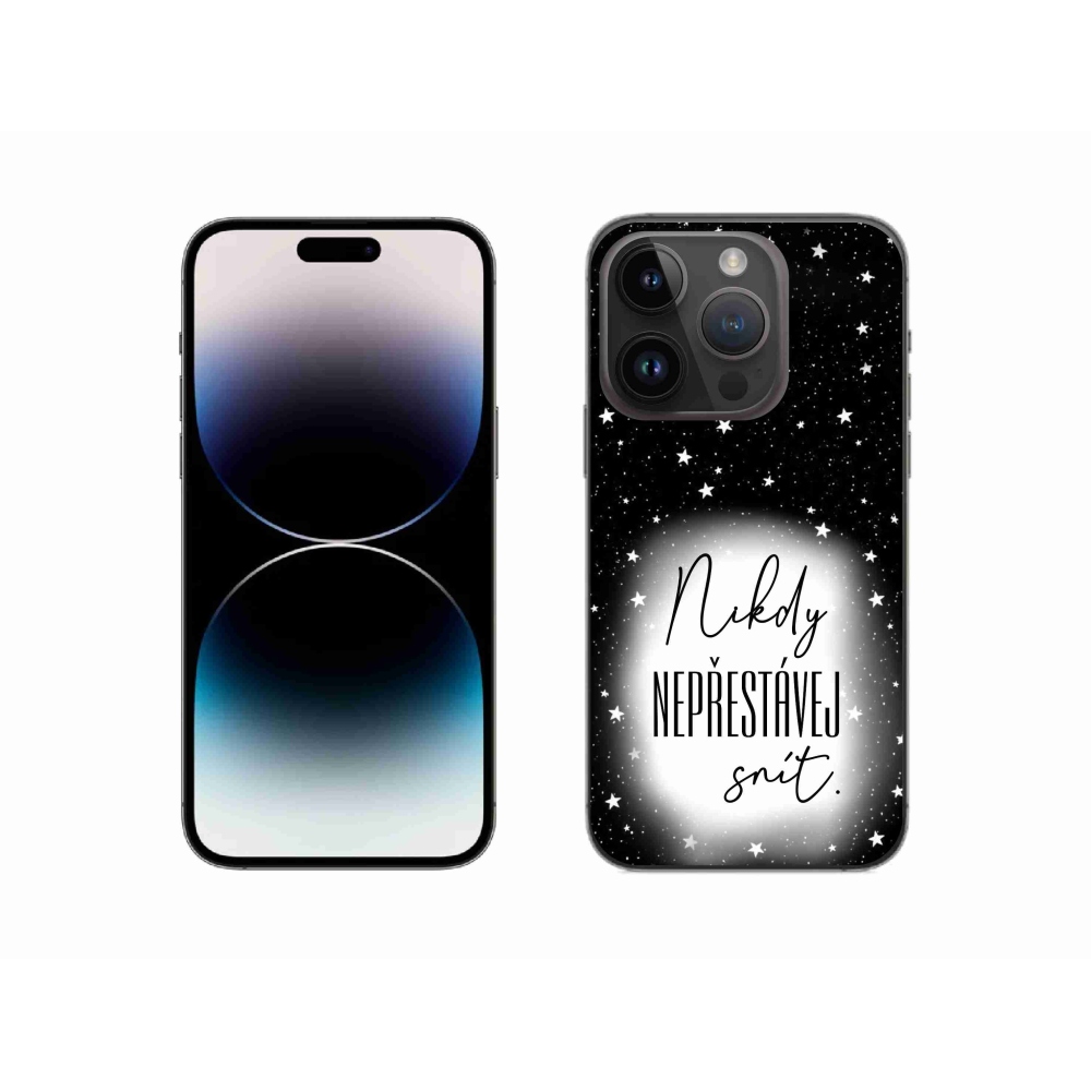 Gél borítás mmCase iPhone 14 Pro 6.1 készülékhez - Quote 1 fehér és fekete háttérrel