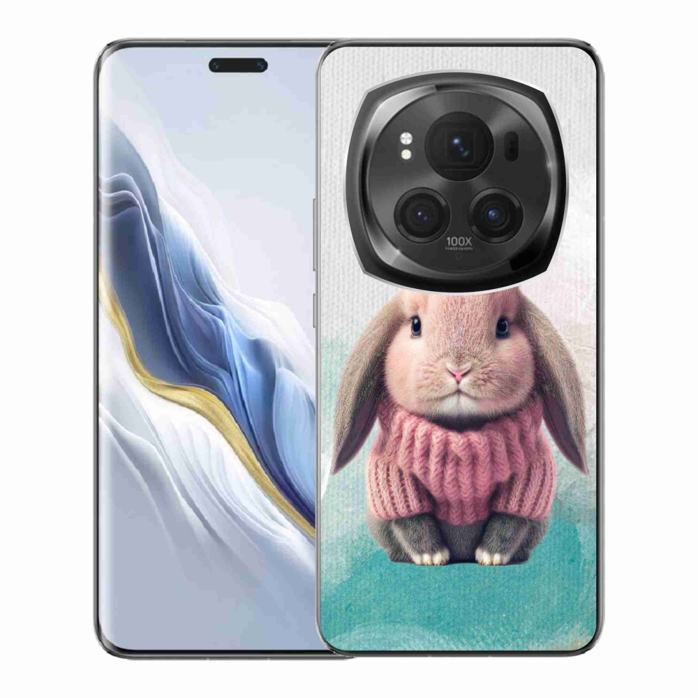 Zselés borítás mmCase a Honor Magic 6 Pro 5G számára - nyúl pulóverben