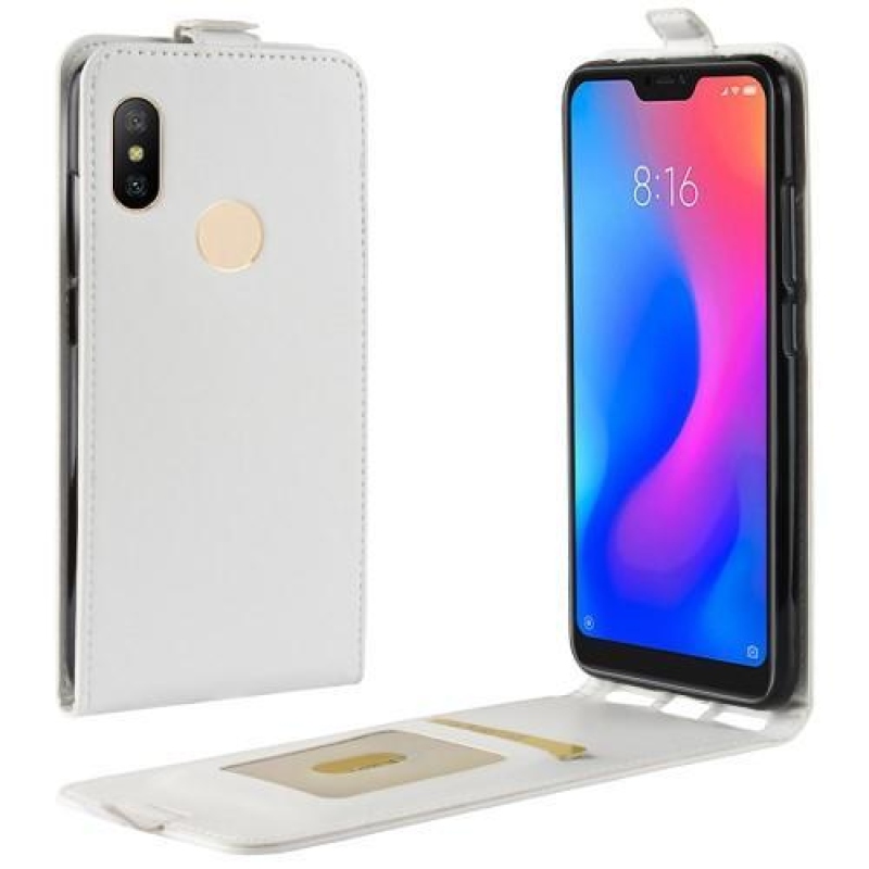 Tartó PU bőr flip tok Xiaomi Redmi Note 6 Pro-hoz - fehér