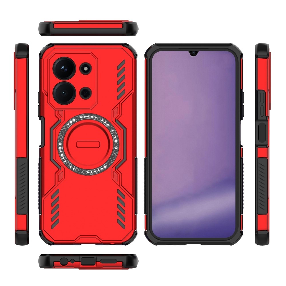 Üreges, tartós burkolat MagSafe-vel Xiaomi Redmi 15C 4G/5G (173mm)/Poco C85 (173mm) - piros