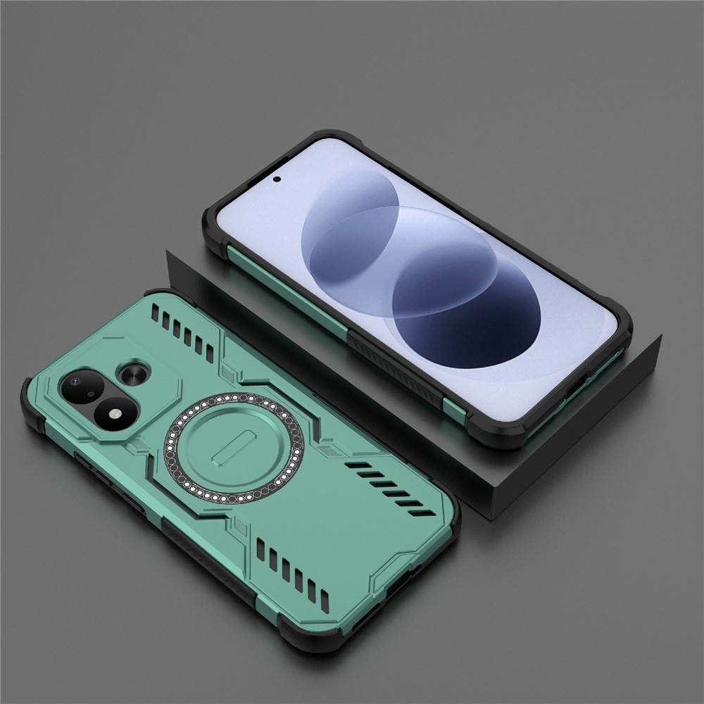 Hollow strapabíró tok MagSafe-vel a Xiaomi Redmi Note 17 4G/5G-hez – zöld