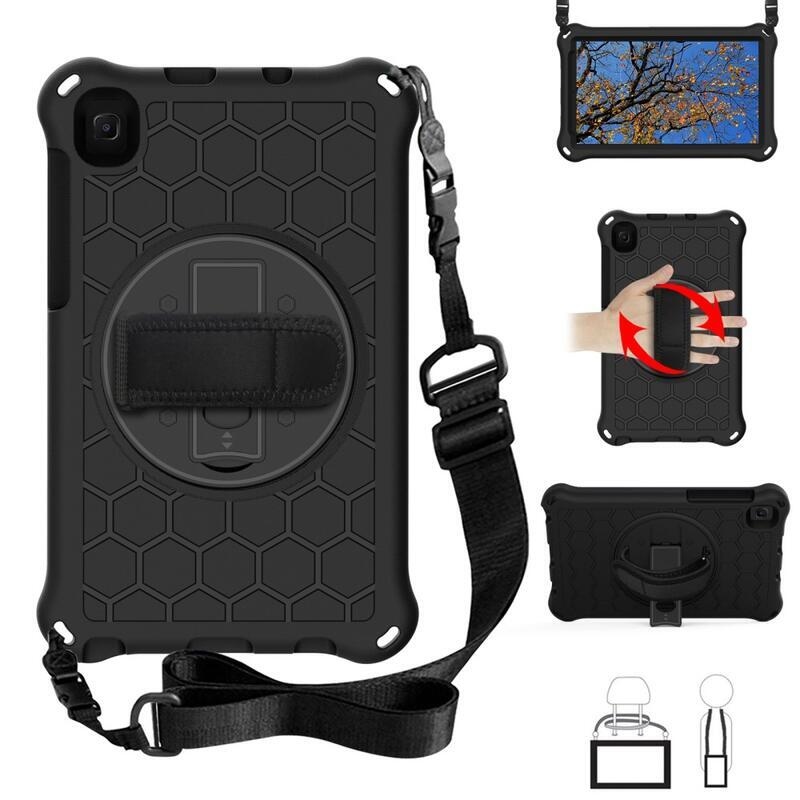 Méz hibrid tartós borító pánttal és kéztartóval tablethez Samsung Galaxy Tab A7 Lite 8.7 T220/T225 - fekete