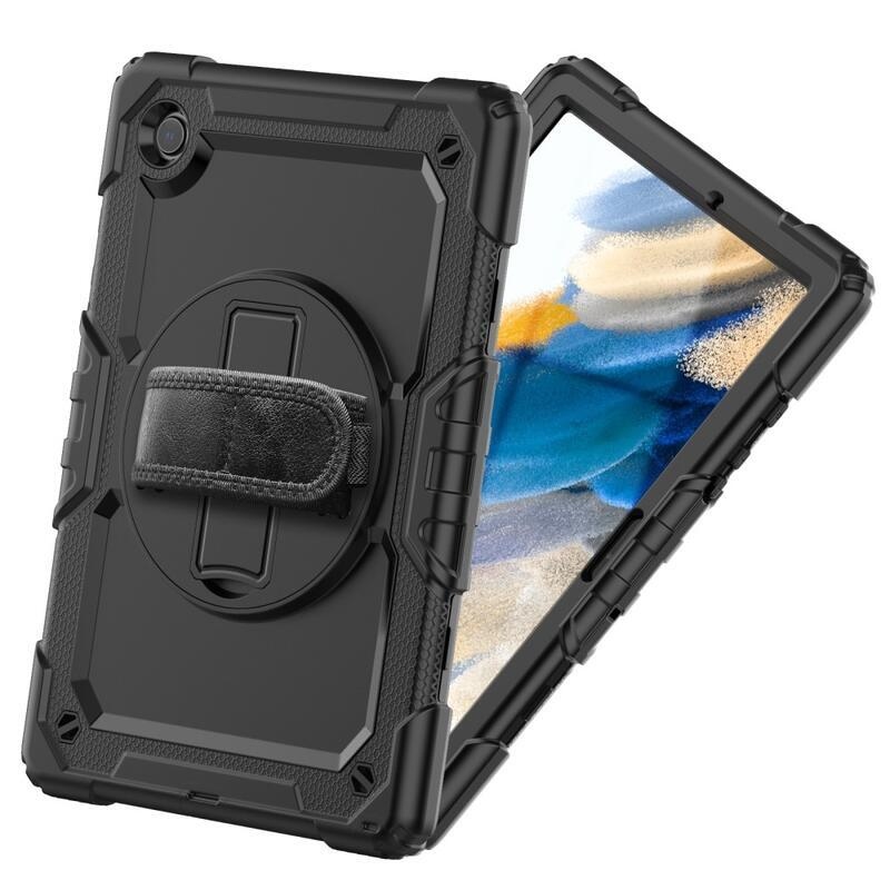 Méz hibrid tartós borító pánttal és kéztartóval tablethez Samsung Galaxy Tab A8 10.5 (2021) - fekete