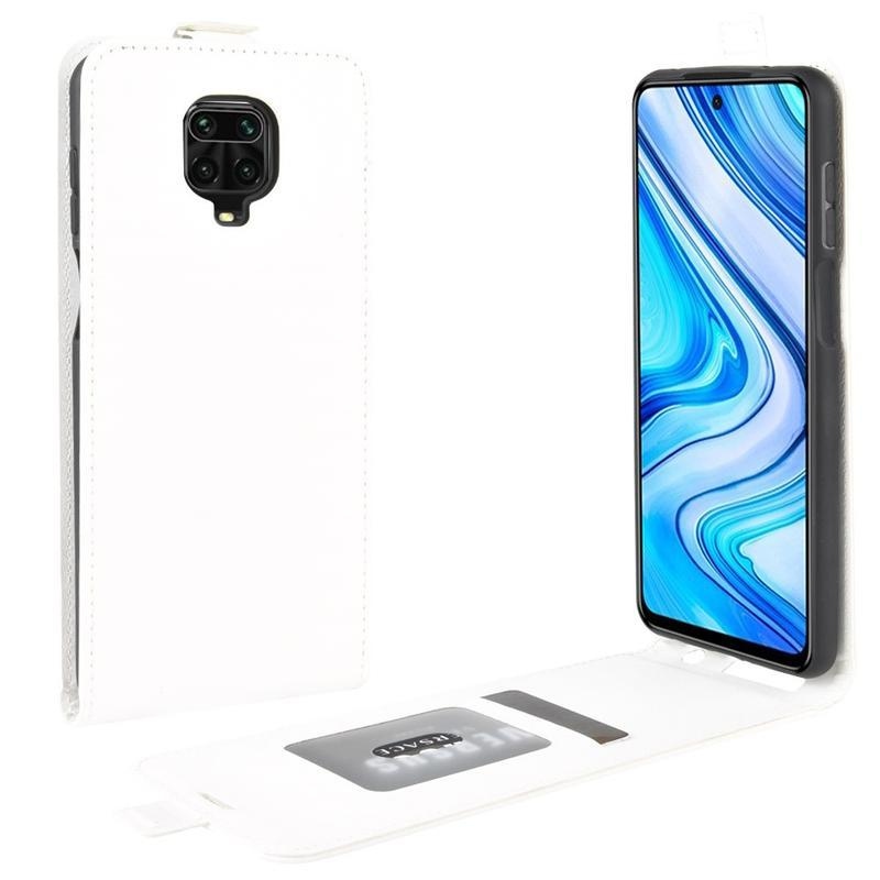 Ló PU bőr flip tok Xiaomi Redmi Note 9 Pro/Note 9S számára - fehér