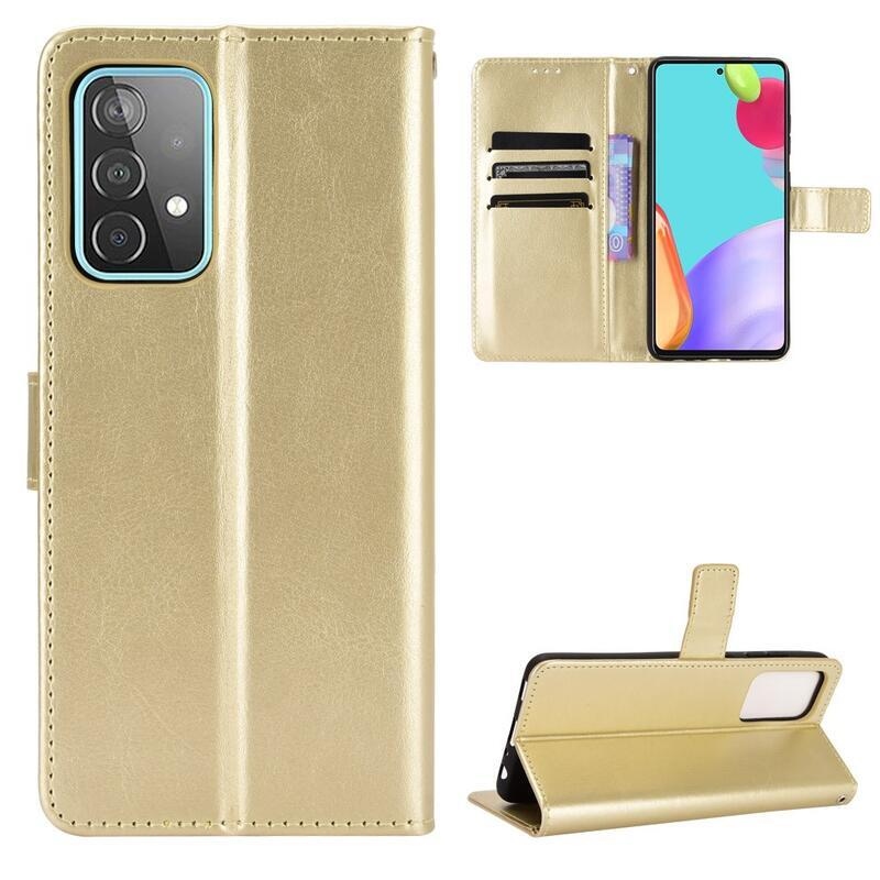 Őrült PU bőr pénztárca tok Samsung Galaxy A72 5G/4G - arany színben