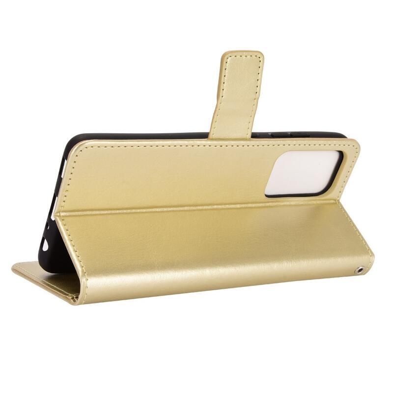 Őrült PU bőr pénztárca tok Samsung Galaxy A72 5G/4G - arany színben