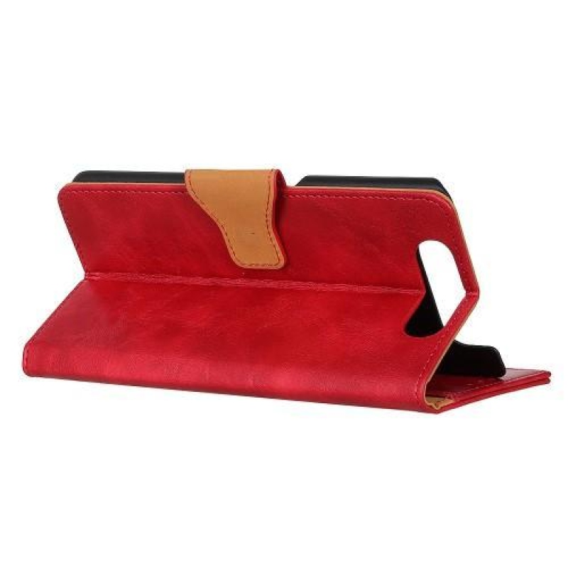 Ló PU bőr pénztárca tok Samsung Galaxy A80-hoz - piros