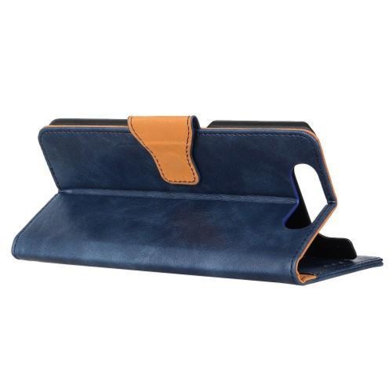 Ló PU bőr pénztárca tok Samsung Galaxy A80-hoz - kék