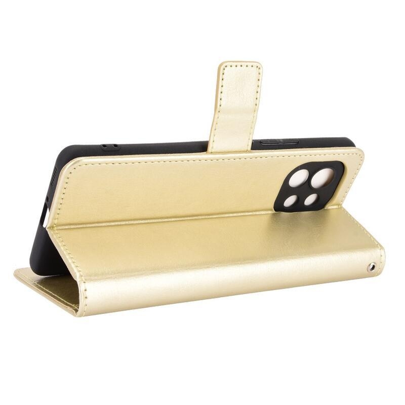 Ló PU bőr pénztárca tok Xiaomi Mi 11-hez - arany színben