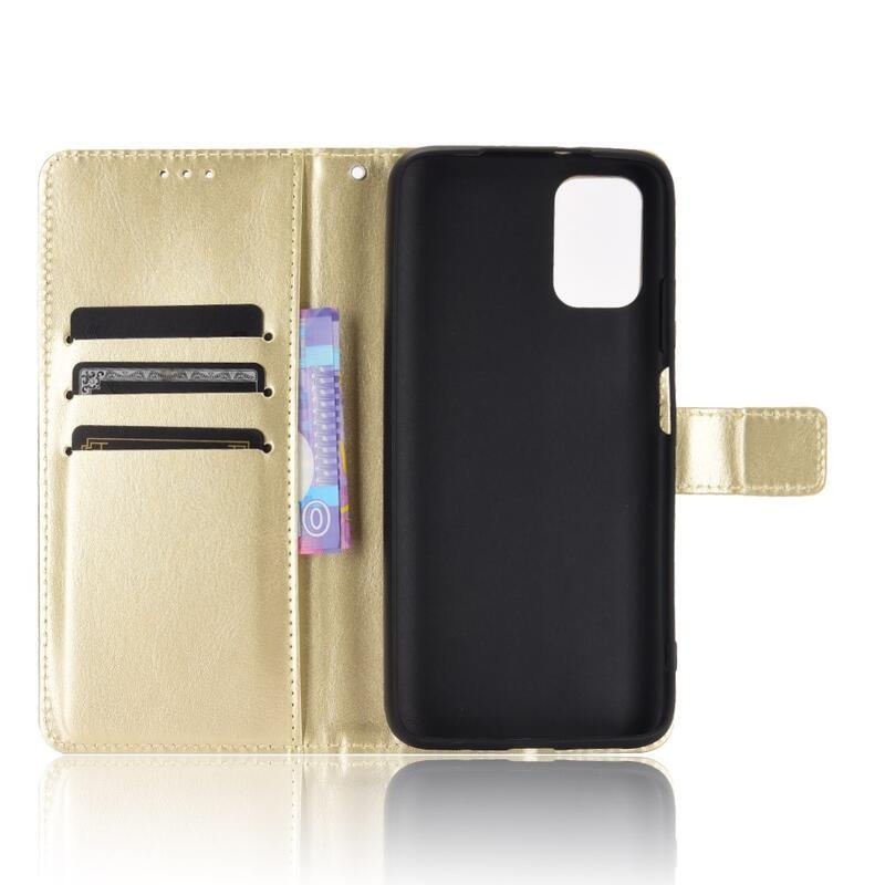 Ló PU bőr pénztárca tok Xiaomi Poco M3-hoz - arany színben