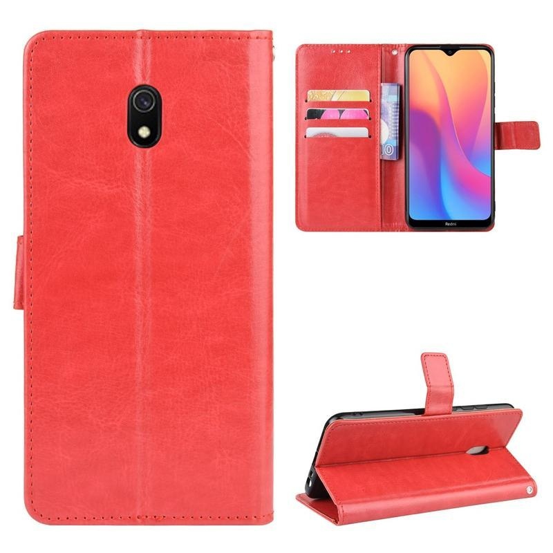 Ló PU bőr pénztárca tok Xiaomi Redmi 8A-hoz - piros