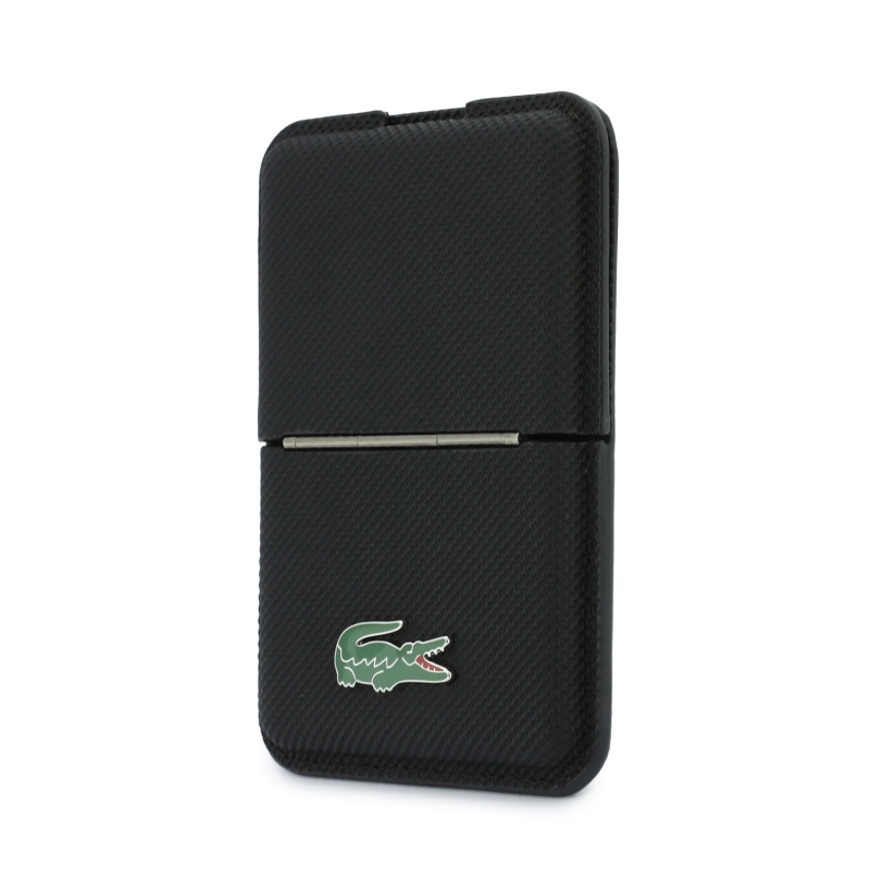 Lacoste PVC Iconic Petit Pique MagSafe pénztárca állvánnyal, fekete