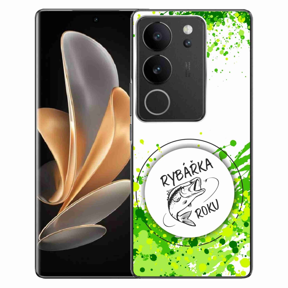 Gél borító mmCase a Vivo V29 5G-n - az év horgásza fehér háttérrel