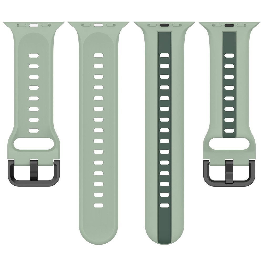 Szíj szilikon szíj Apple Watch Ultra/Ultra 2 49mm/SE/SE 2022/2023 44mm/9/8/7 45mm/6/5/4 44mm/3/2/1 42 mm-es órához - zöld/sötétzöld színű