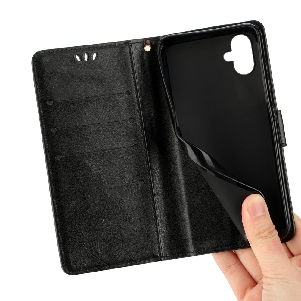 Virágok könyv tok Samsung Galaxy A06 4G készülékhez - fekete