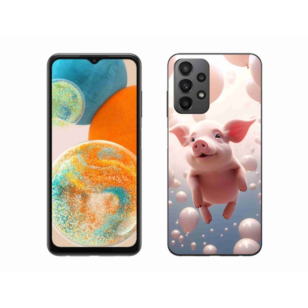 Gél borítás mmCase Samsung Galaxy A23 4G/5G - malacka lufikkal Samsung Galaxy A23 4G/5G-hez