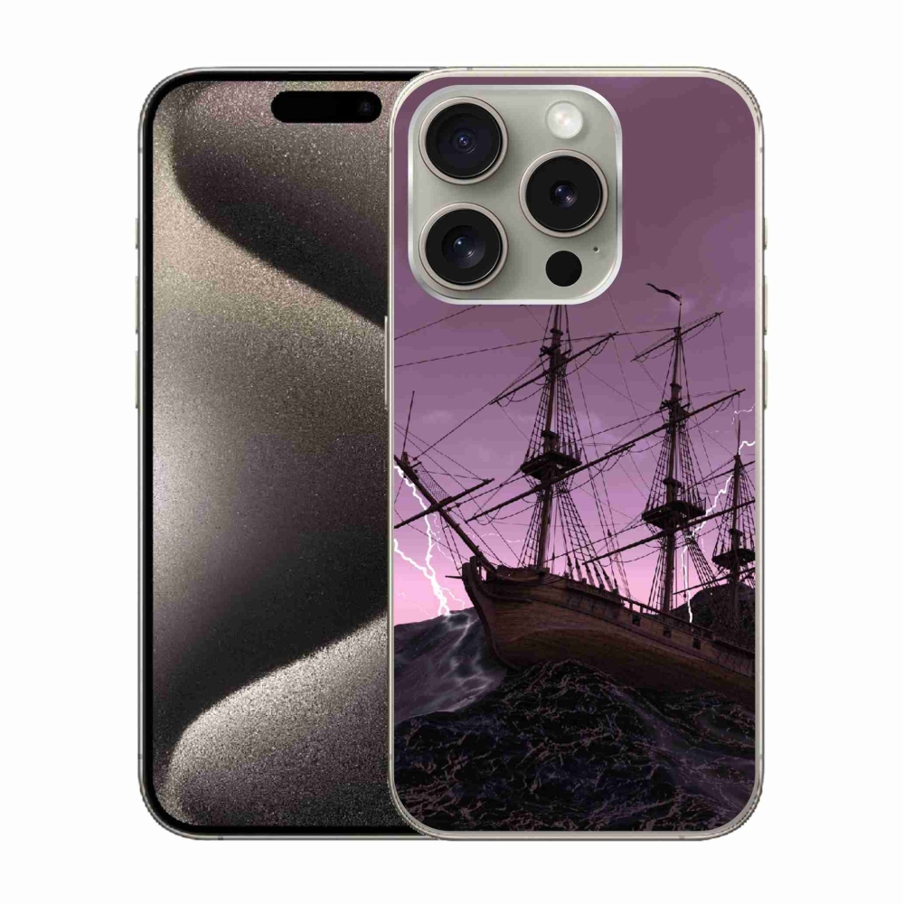 Zselés borítás mmCase iPhone 15 Pro készülékhez - hajó a viharban