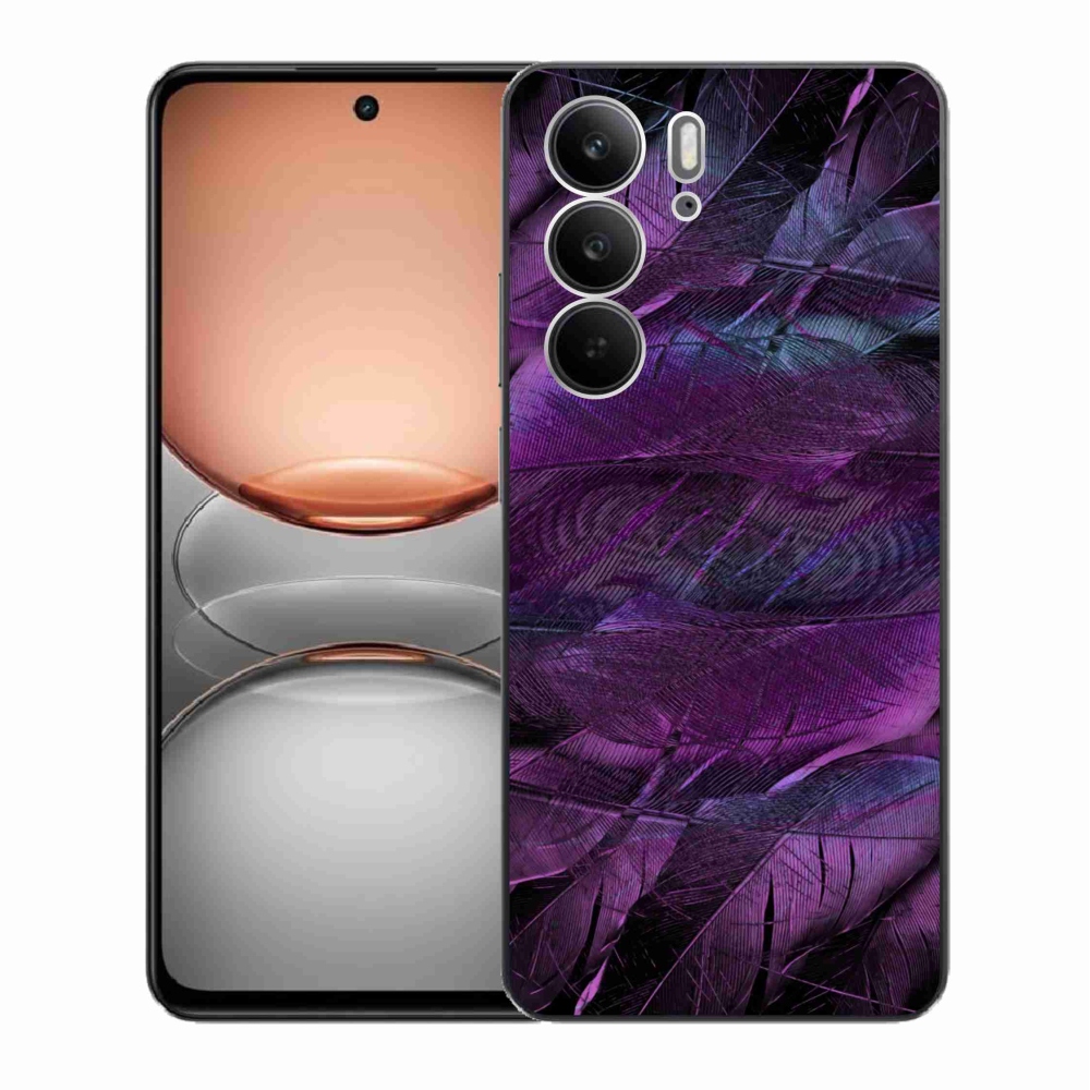 Zselés borítás mmCase a Realme C75 készülékhez - lila tollak