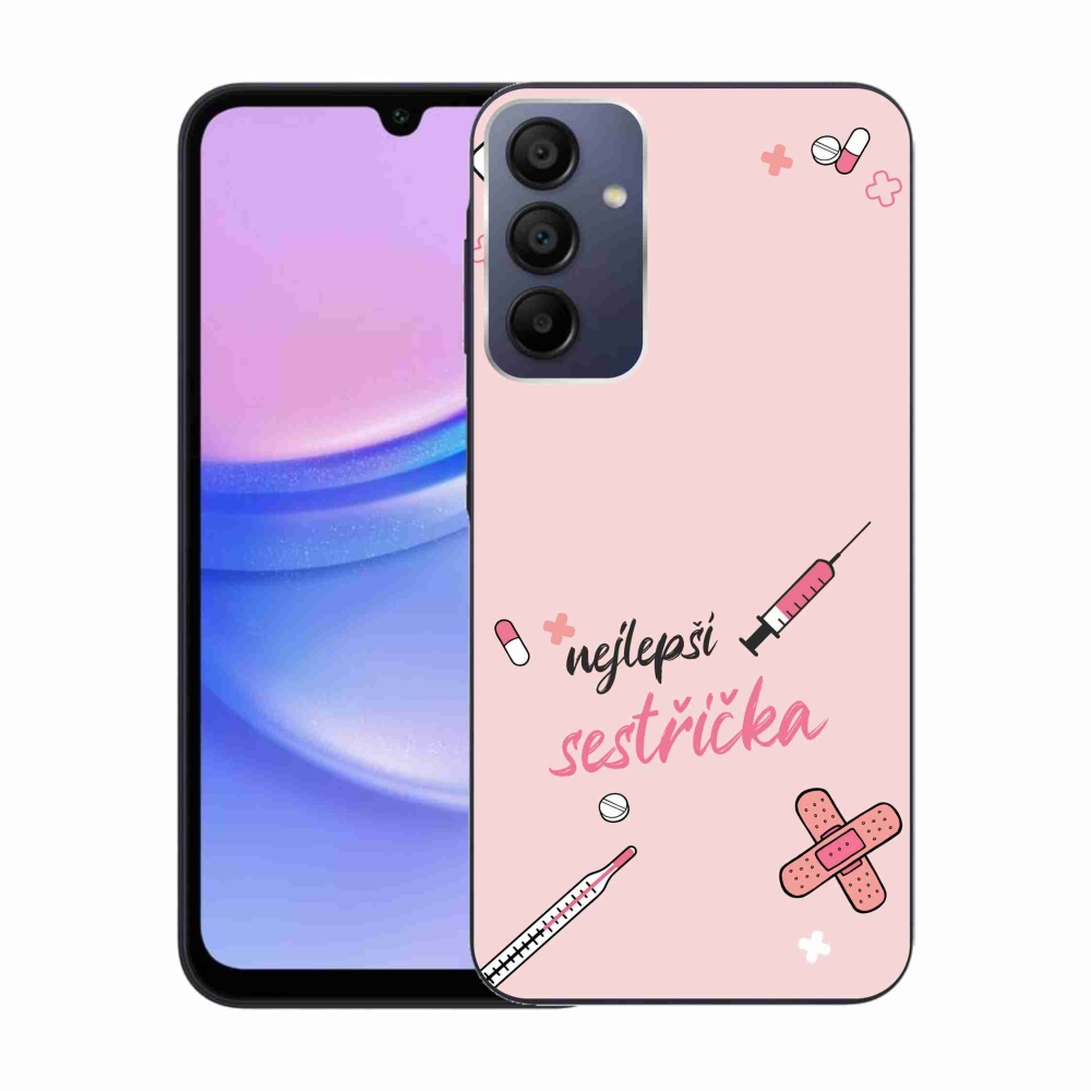 Gél borító mmCase Samsung Galaxy A15 4G/5G - legjobb kishúg rózsaszín háttérrel